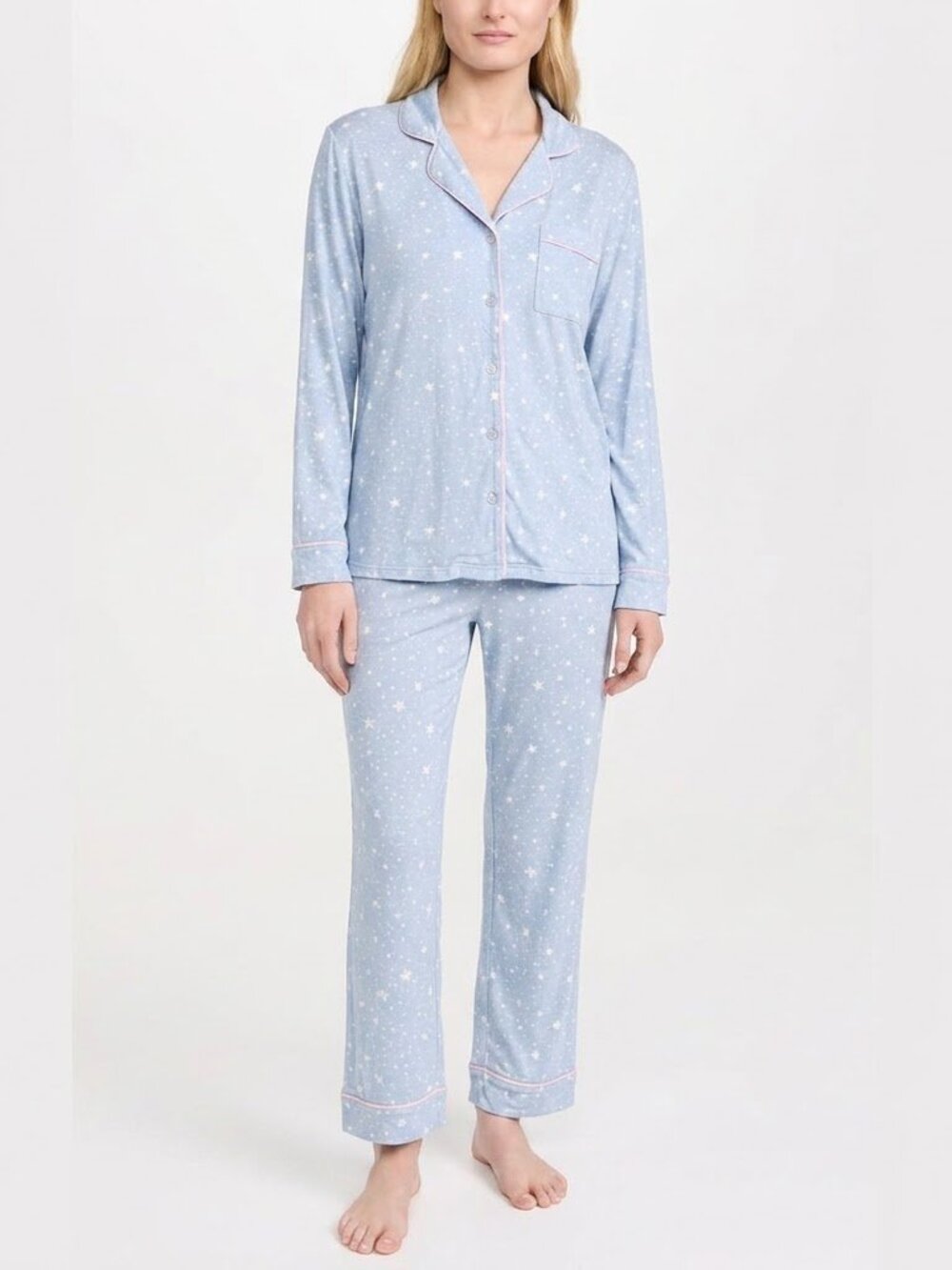 Stripe & Stare Pajama Set Light Blue Stars size Small